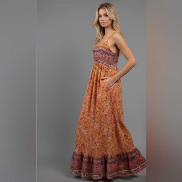 Boho Floral Ruffle Hem Cami Dress* - Picture 3 of 11